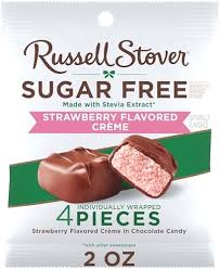 Russell Stover suhkruvabad maasikatäidisega šokolaadikommid