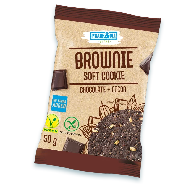 suhkruvaba brownie-küpsis šokolaadi ja kakaoga